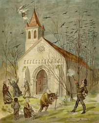 O Barão provou-se um bom tiro, de "As Aventuras do Barão de Munchausen", de Rudolf Erich Raspe (1736-94), publicado em 1888.